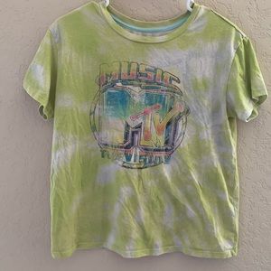A tie-dye faded MTV shirt